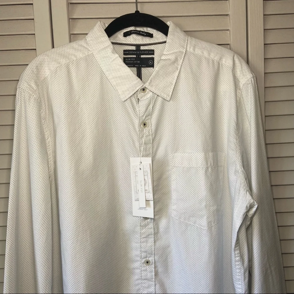 NWT White Patterned Button-down Sz XL - Picture 3 of 8